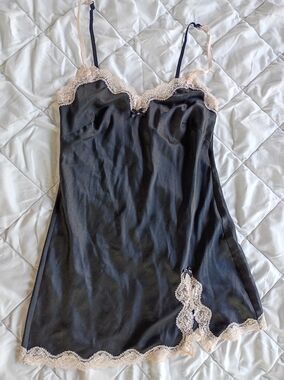 Victoria's Secret Black Lacey Silky Chemise